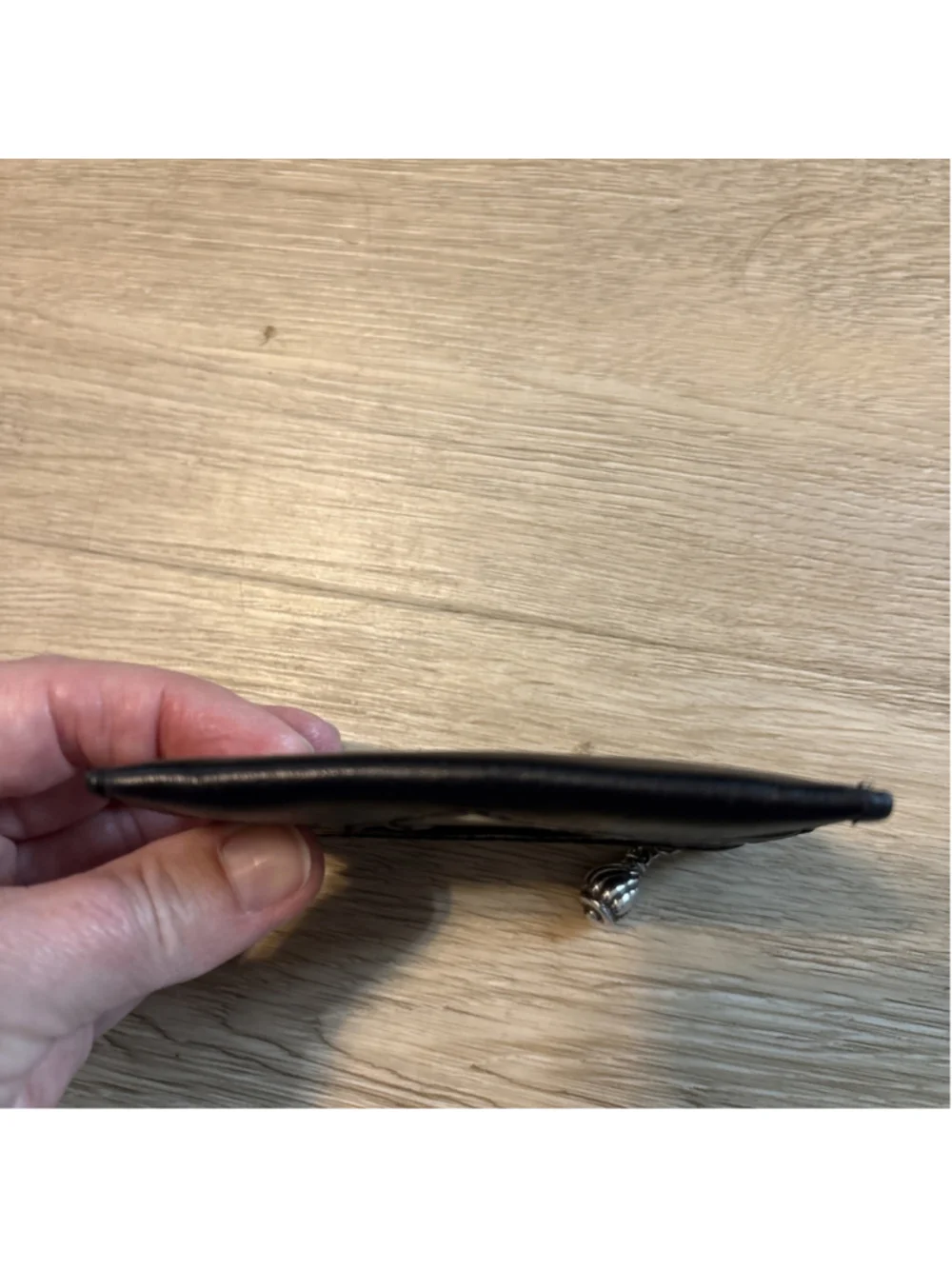 Vintage Brighton Leather Coin Purse Black With Brown Croc Embossed Trim